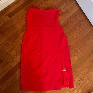 Red , strappy, backless , midi dress